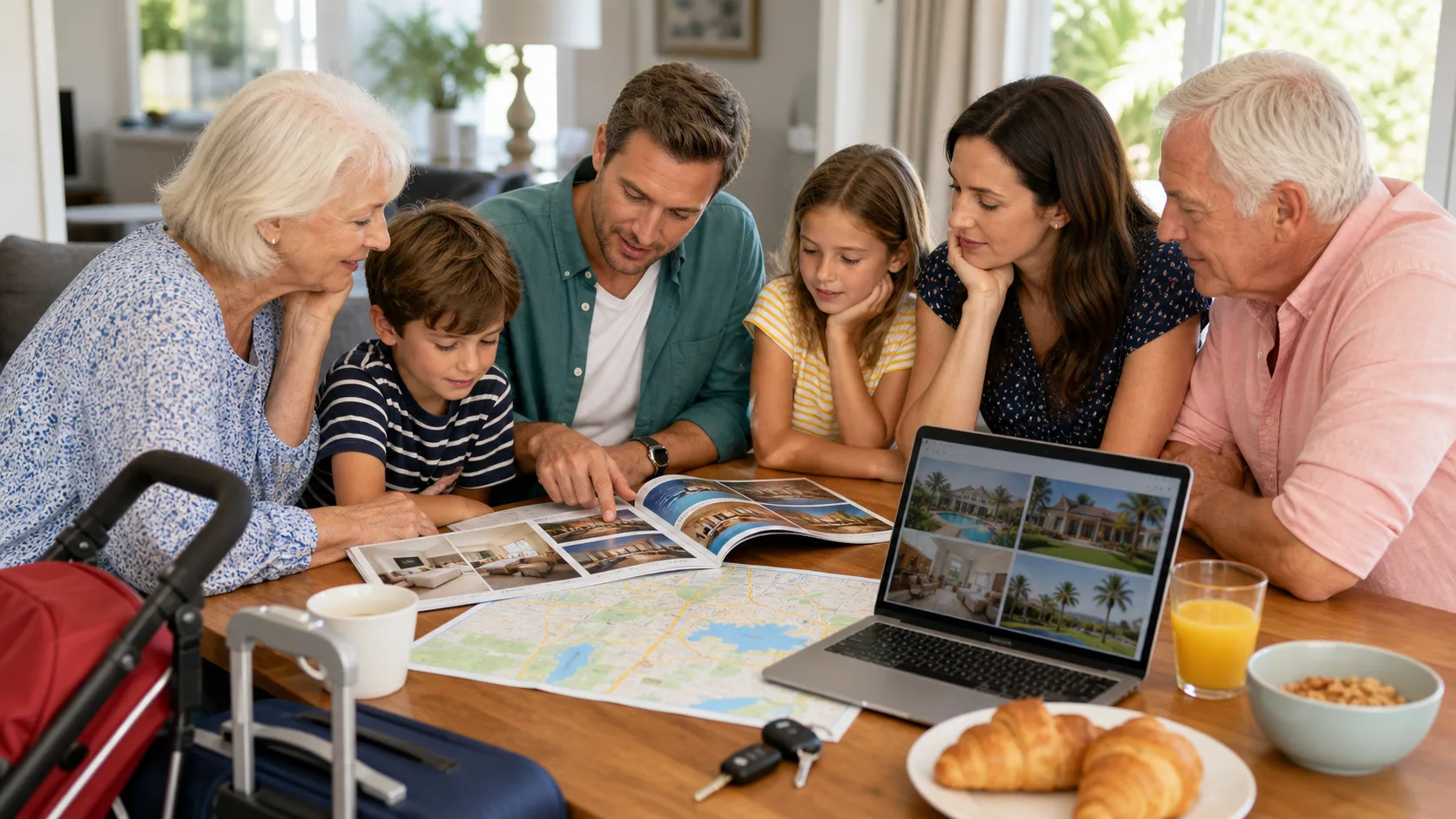 UK family comparing Orlando hotel and villa options before booking.